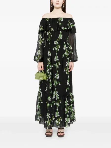 Rochie maxi Cynthia Rowley de mătase de costum negru