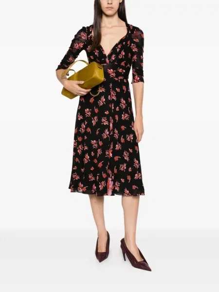 Φλοράλ μίντι φόρεμα Dvf Diane Von Furstenberg με σχέδιο μαύρο