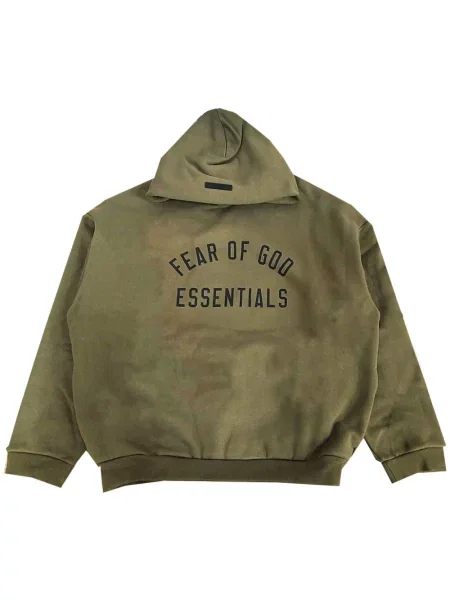 Fleecová mikina s kapucí Fear Of God Essentials zelená