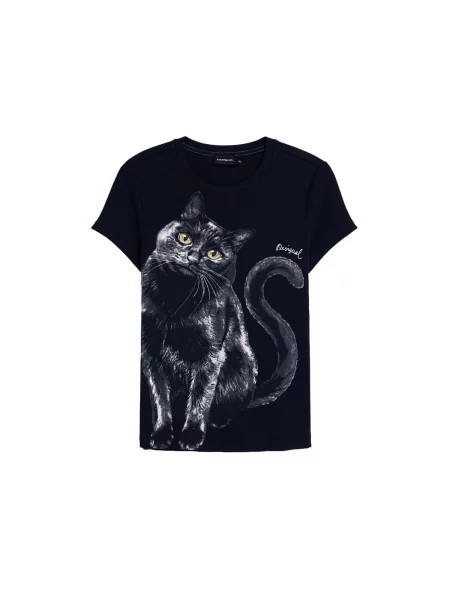 Desigual Tricou galben lămâie / negru alb