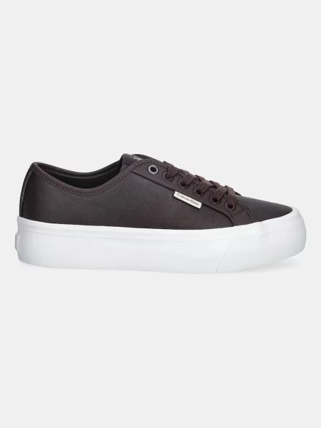 Superge Calvin Klein VULC FLATF LACE UP LTH CK rjava