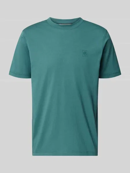 T-shirt z okrągłym dekoltem i nadrukiem z logo Lerros zielona