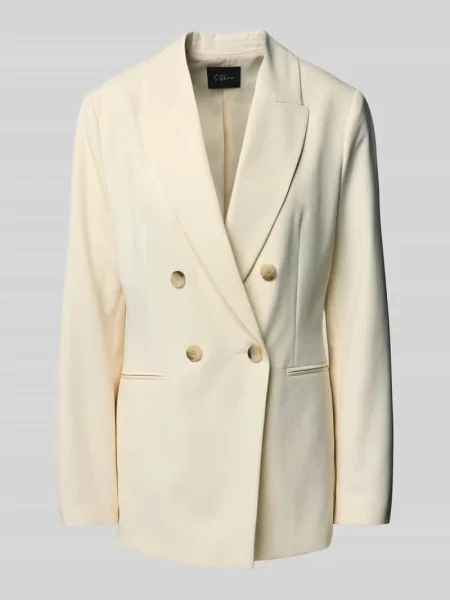 Długi żakiet o kroju slim fit z zapięciem na dwa S.oliver Black Label biała