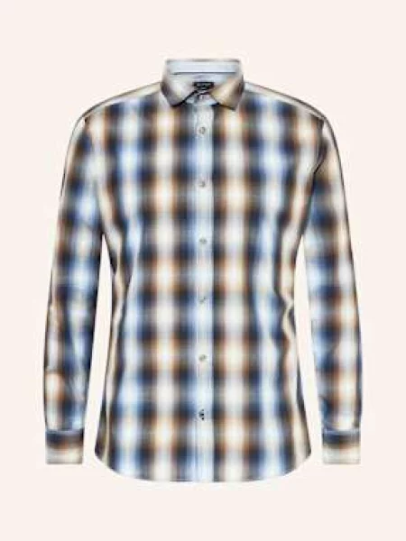 Olymp Košile Casual Regular Fit tmavě modrá/ tmavě modrá/ hnědá modrá