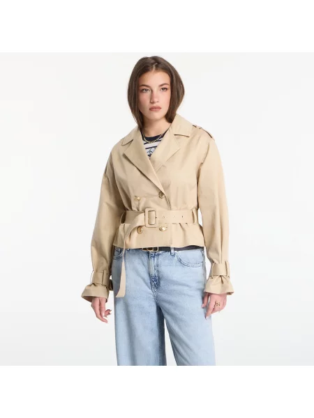Trencz o skróconym kroju z kołnierzem z połami model Fatou' Guess brązowy