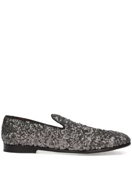 Papuci de casă Dolce & Gabbana cu paiete din piele negru