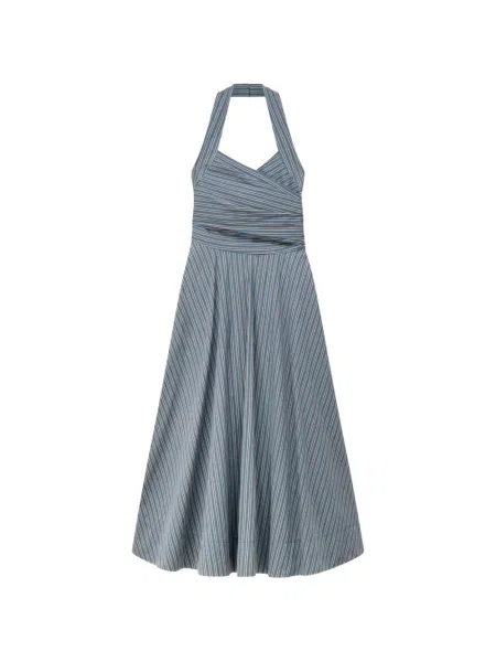 Rochie midi A.l.c. cu dungi cu gât halter albastru