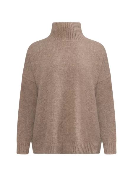 Sweter z golfem Weekend Max Mara wełniany do golfa brązowy