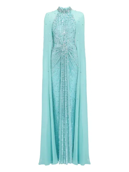 Maksi sukienka maxi Jenny Packham garniturowa niebieska