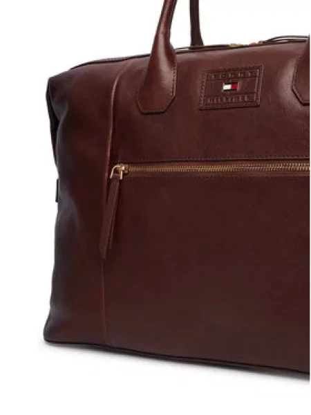 Torba za vikend Tommy Hilfiger Th Casual Leather Duffle smeđa