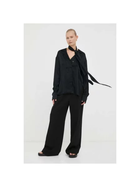 Spodnie proste high waist czarny