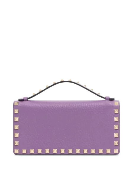 Δερμάτινος clutch Valentino Garavani μωβ
