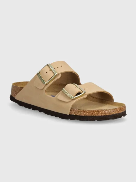 Șlapi Birkenstock din piele bej