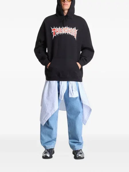 Hanorac cu glugă Thrasher cu imagine negru