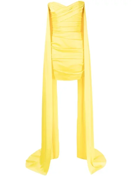 Rochie Alex Perry drapată de costum galben