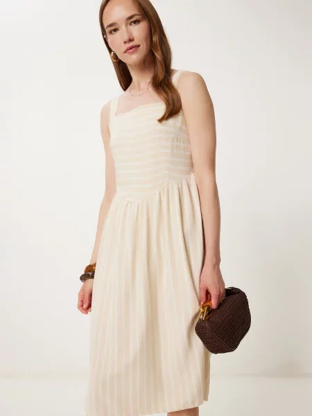Happiness İstanbul Rochie de vară crem alb