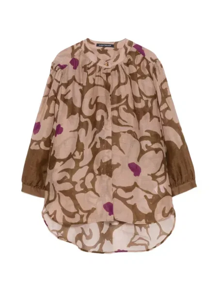 Cămașă Luisa Cerano cu model floral cu imagine roz