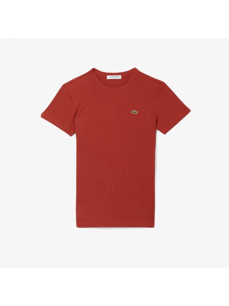 Lacoste T-Shirt Z Okrągłym Dekoltem Slim Fit czerwony