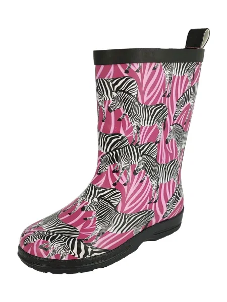 BECK Cizme de cauciuc Zebra roz / roz închis / negru alb