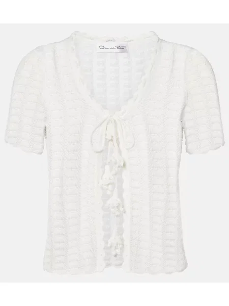 Cardigan Oscar De La Renta de mătase alb