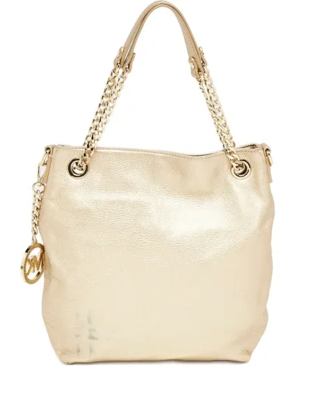 Geantă cu mânere cu lanț Michael Michael Kors cu imagine bej