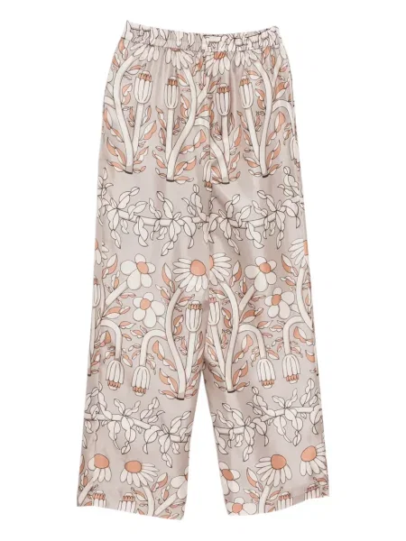 Pantaloni Biyan de mătase cu model floral cu imagine