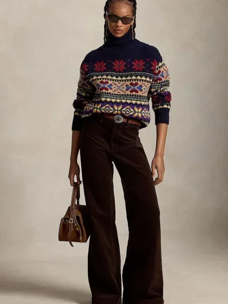 Polo Ralph Lauren spodnie flare z bawełną brązowe