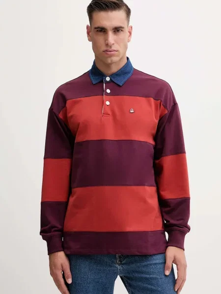 United Colors Of Benetton Тениска с яка и Цветен червено