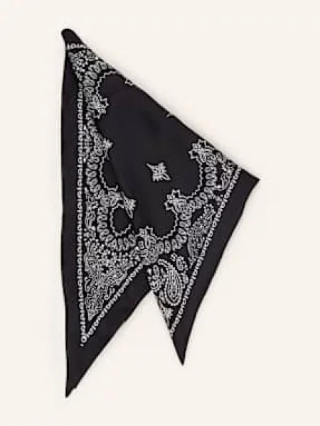 Destin Trojúhelníkový Šátek Z Hedvábí černá bílá
