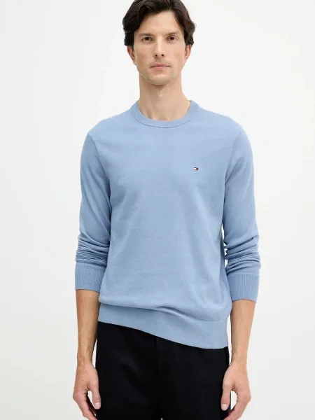 Lekki sweter Tommy Hilfiger z kaszmiru niebieski