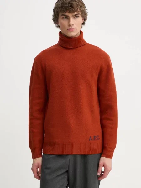 A.P.C. gyapjú pulóver pull walter narancsszínű