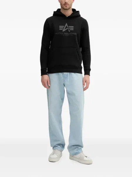Hanorac cu glugă Alpha Industries cu imagine negru