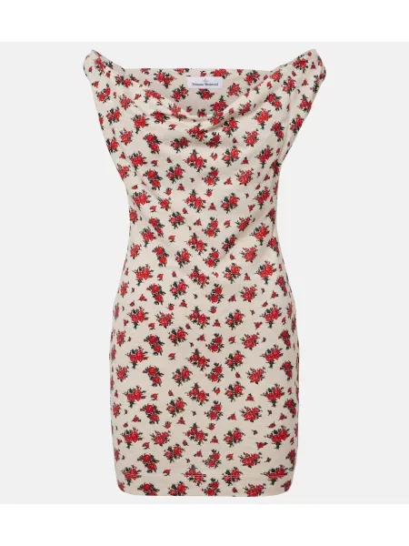 Rochie Vivienne Westwood cu model floral din jerseu alb