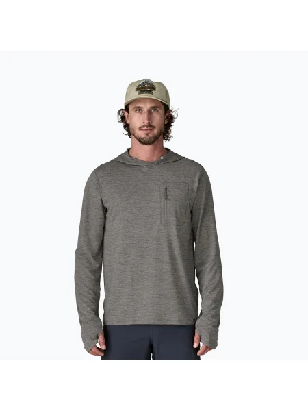 Férfi pulóver Patagonia Capilene Cool Sun Hoody forge grey/noble grey x-dye. Méret: M szürke