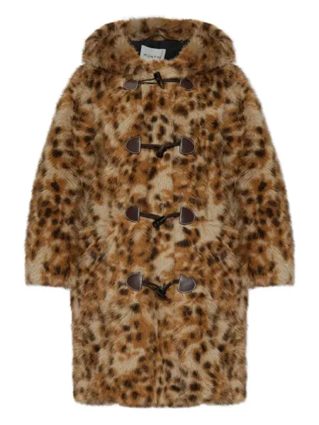 Palton Munthe cu imagine cu model leopard maro
