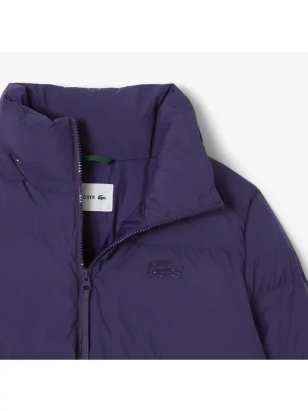 Lacoste Kurtka Puchowa Z Kapturem O Luźnym Kroju fioletowa