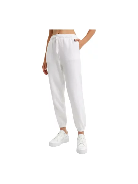 Spodnie dresowe Ralph Lauren polarowe z autografem białe