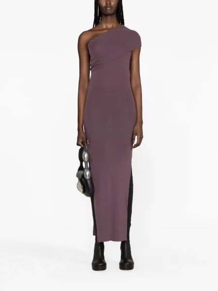 Rochie maxi Rick Owens de lână cu un umăr gol