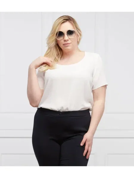 Persona by Marina Rinaldi Bluză BELLA Plus size | cu adaos de mătase alb