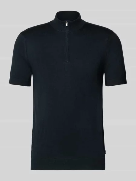 Koszulka dzianinowa z mieszanki ze stójką model Vadin' Joop! Collection granatowa