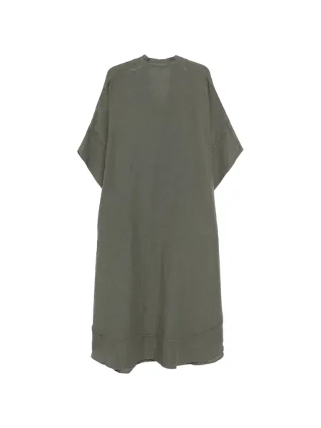 Midi rochie midi 120% Lino cu decolteu în V de costum verde