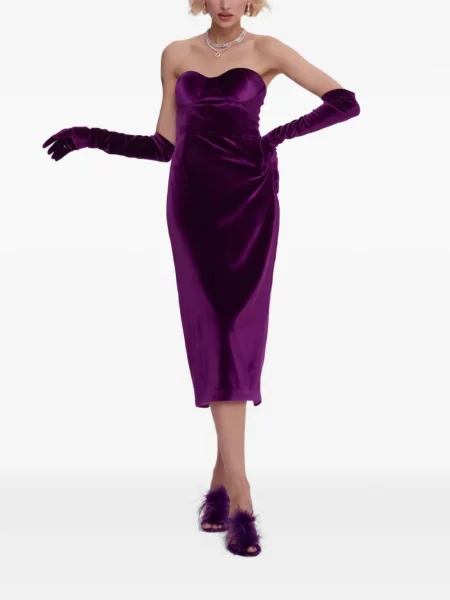 Rochie midi Gigli fără bretele violet