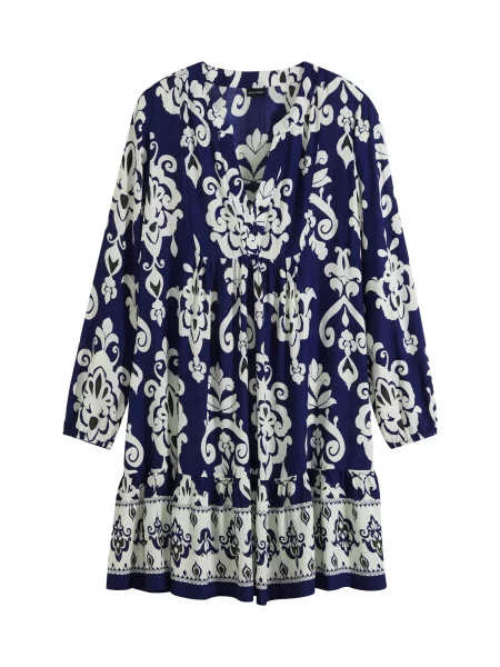 Bonprix Rochie albastru închis / lână alb