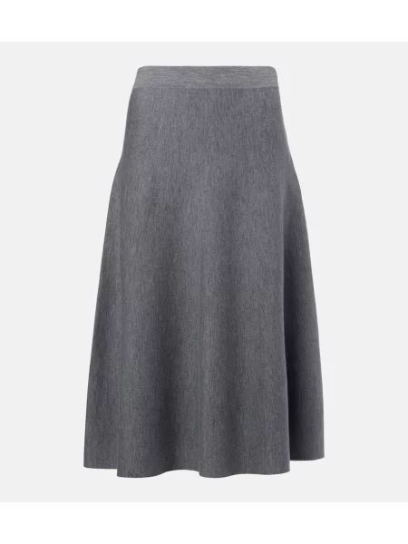 Spódnica midi Jardin Des Orangers z wysoką talią wełniana do kolan szara