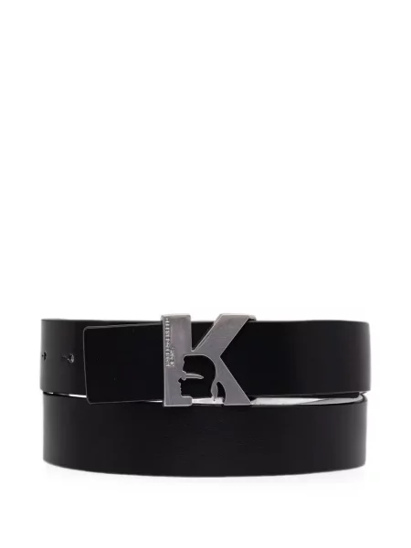 Curea Karl Lagerfeld Jeans din piele cu autograf negru