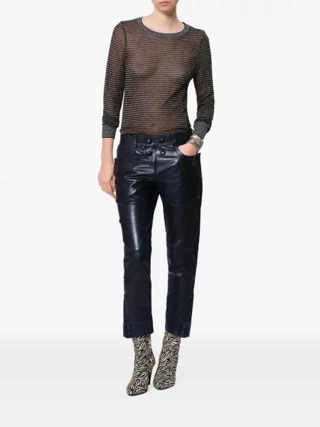 Pantaloni Isabel Marant din piele albastru