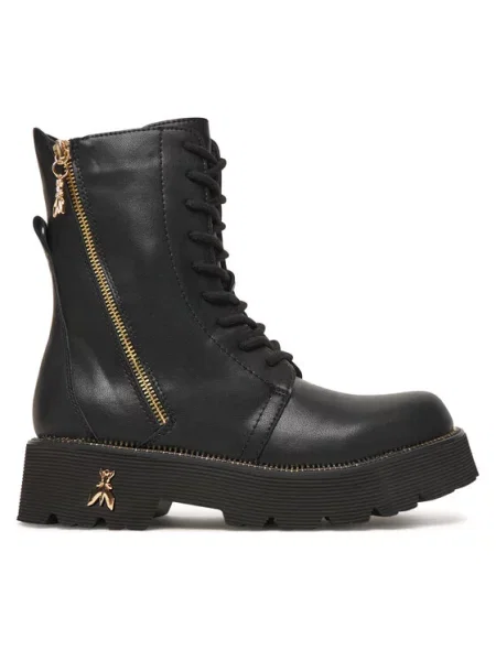 Otroški usnjeni nizki škornji Patrizia Pepe črna