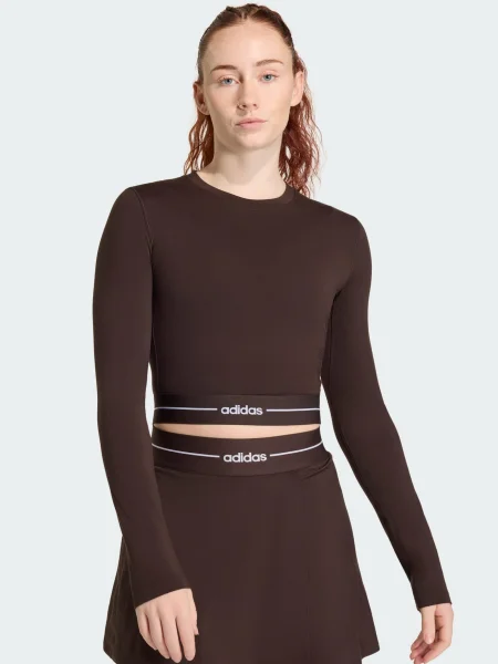 Adidas Performance trening majica z dolgimi rokavi rjava