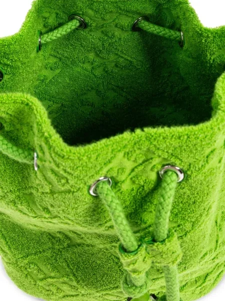 Geantă bucket Tory Burch din material terry verde