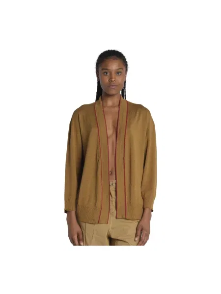 Lniany sweter Momoni brązowy